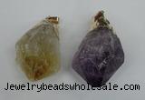 NGP1467 22*45mm - 25*50mm nuggets amethyst & citrine pendants