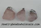 NGP1483 20*35mm - 25*45mm nuggets rose quartz pendants