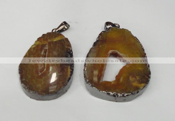 NGP1487 30*45mm - 40*50mm freeform plated druzy agate pendants