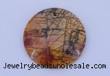 NGP149 2pcs 40mm flat round picasso jasper gemstone pendants