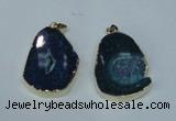 NGP1492 30*45mm - 40*50mm freeform plated druzy agate pendants