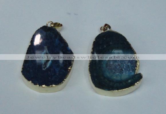 NGP1492 30*45mm - 40*50mm freeform plated druzy agate pendants