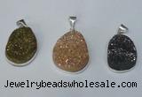 NGP1512 20*30mm - 25*35mm freeform plated druzy agate pendants