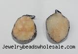 NGP1519 30*35mm - 30*40mm freeform plated druzy agate pendants