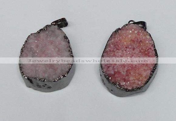 NGP1520 30*35mm - 30*40mm freeform plated druzy agate pendants