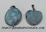 NGP1522 30*35mm - 30*40mm freeform plated druzy agate pendants