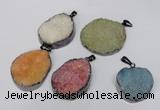 NGP1523 30*35mm - 30*40mm freeform plated druzy agate pendants