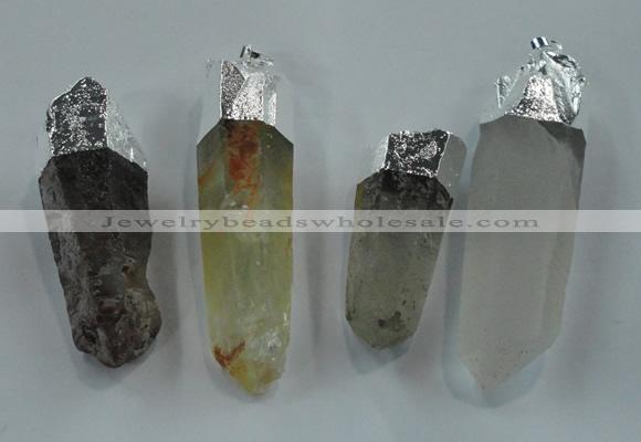 NGP1549 15*45mm - 20*65mm faceted nuggets mixed quartz pendants