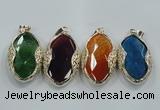 NGP1566 11*32*58mm marquise agate with brass setting pendants