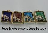 NGP1568 9*33*45mm rectangle agate with brass setting pendants