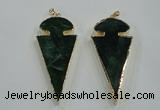 NGP1573 30*65mm arrowhead agate gemstone pendants