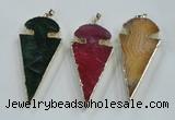 NGP1574 30*65mm arrowhead agate gemstone pendants