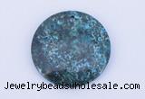 NGP163 2pcs 40mm flat round dyed chrysocolla gemstone pendants