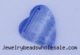 NGP165 2pcs 36*40mm heart dyed blue lace agate gemstone pendants