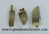 NGP1668 12*35mm - 18*50mm faceted nuggets lemon quartz pendants