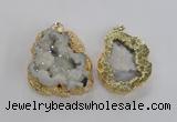 NGP1675 35*40mm - 45*50mm freeform plated druzy agate pendants