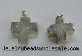 NGP1680 25*26mm - 27*28mm cross druzy agate pendants wholesale