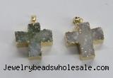 NGP1682 25*26mm - 27*28mm cross druzy agate pendants wholesale