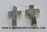 NGP1685 30*45mm - 32*50mm cross druzy agate pendants wholesale