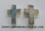 NGP1686 30*45mm - 32*50mm cross druzy agate pendants wholesale