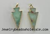 NGP1702 18*39mm arrowhead australia chrysoprase pendants