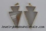 NGP1713 28*50mm - 30*55mm arrowhead agate gemstone pendants