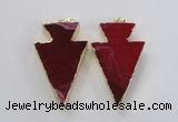 NGP1715 28*50mm - 30*55mm arrowhead agate gemstone pendants