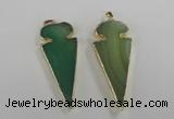 NGP1724 30*65mm arrowhead agate gemstone pendants wholesale