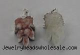 NGP1747 22*30mm - 25*35mm carved leaf druzy agate pendants