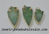 NGP1748 20*30mm - 25*50mm arrowhead druzy agate gemstone pendants