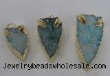 NGP1749 20*30mm - 25*50mm arrowhead druzy agate gemstone pendants