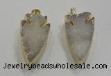 NGP1750 20*30mm - 25*50mm arrowhead druzy agate gemstone pendants