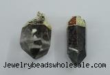 NGP1766 15*35mm - 25*40mm faceted nuggets green phantom quartz pendants