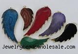 NGP1774 25*45mm - 35*65mm wing-shaped agate gemstone pendants