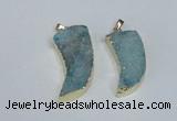 NGP1784 15*35mm - 20*45mm oxhorn druzy agate gemstone pendants