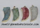 NGP1786 15*35mm - 20*45mm oxhorn druzy agate gemstone pendants