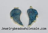 NGP1788 20*40mm - 25*45mm wing-shaped druzy agate pendants