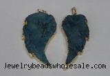 NGP1790 30*60mm - 35*65mm wing-shaped druzy agate pendants