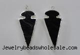 NGP1807 25*60mm - 30*65mm arrowhead black agate pendants