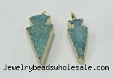 NGP1812 22*40mm - 28*48mm arrowhead druzy agate gemstone pendants