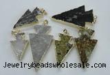 NGP1819 18*38mm - 28*45mm arrowhead druzy agate gemstone pendants