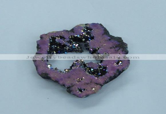 NGP1833 45*55mm - 55*60mm donut plated druzy agate pendants