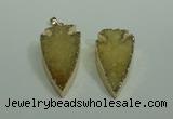 NGP1872 20*30mm - 25*50mm arrowhead druzy agate gemstone pendants