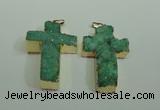 NGP1877 30*45mm - 32*50mm cross druzy agate gemstone pendants