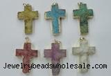 NGP1879 30*45mm - 32*50mm cross druzy agate gemstone pendants