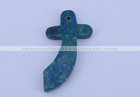 NGP190 28*52mm cross lapis & chrysocolla gemstone pendant jewelry