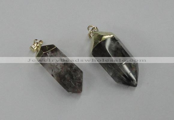 NGP1903 13*30mm - 15*38mm faceted nuggets green phantom quartz pendants