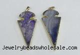 NGP1925 30*65mm arrowhead agate gemstone pendants wholesale