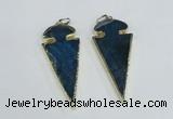 NGP1926 30*65mm arrowhead agate gemstone pendants wholesale