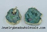 NGP1955 30*40mm - 45*55mm freeform druzy agate & amethyst pendants